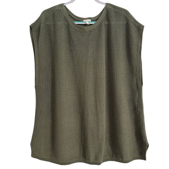 Talbots Women's Size L/XL Sleeveless Green Knit Pullover Sweater Oversized - Picture 1 of 6
